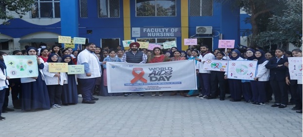 Nursing students of Desh Bhagat University took out AIDS awareness rally